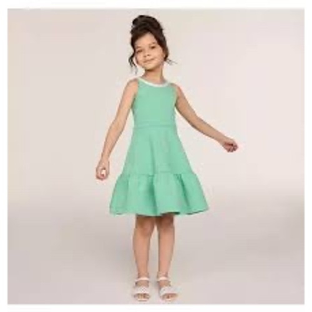 Janie and Jack Oval Trim Pointe Dress Girls Mint Green Eyelet Trim Size 7 Preppy